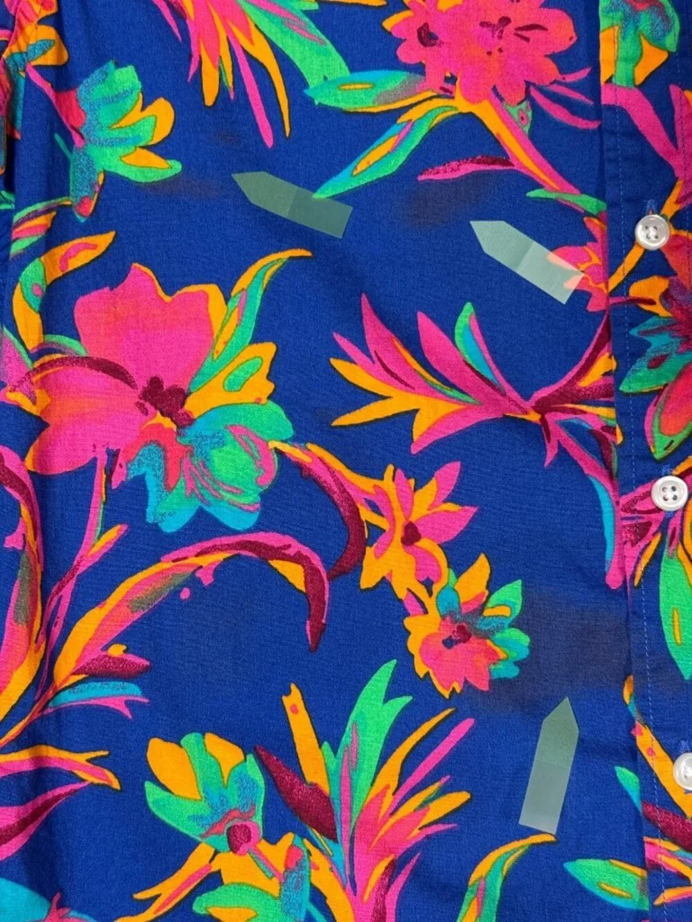 J.Crew Men's S Brilliant Blue Tropical Floral Slim Flex Washed Shirt